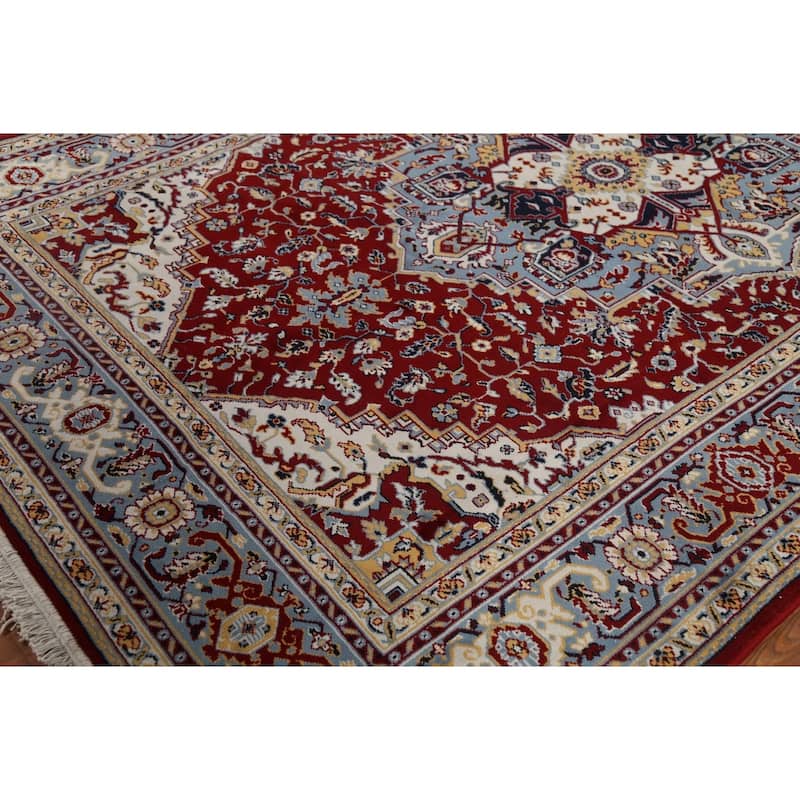 Geometric Red Tabriz Turkish Area Rug Machine Made Carpet - 6'4" x 9'10"