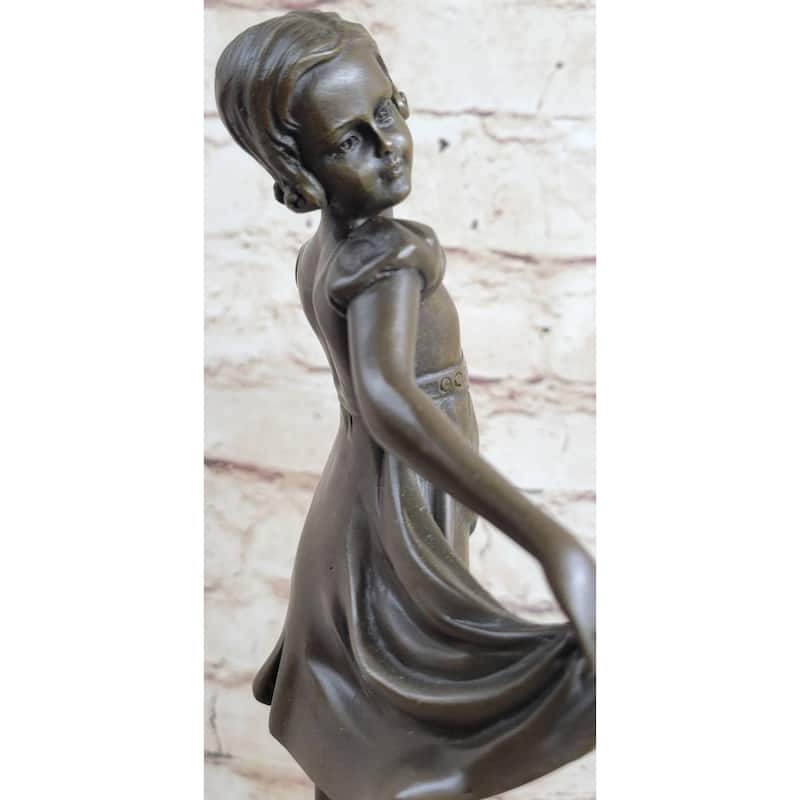 Signed:Preiss,Bronze Statue Little Ballerina Girl Dancer Bronze Sculpture Figure
