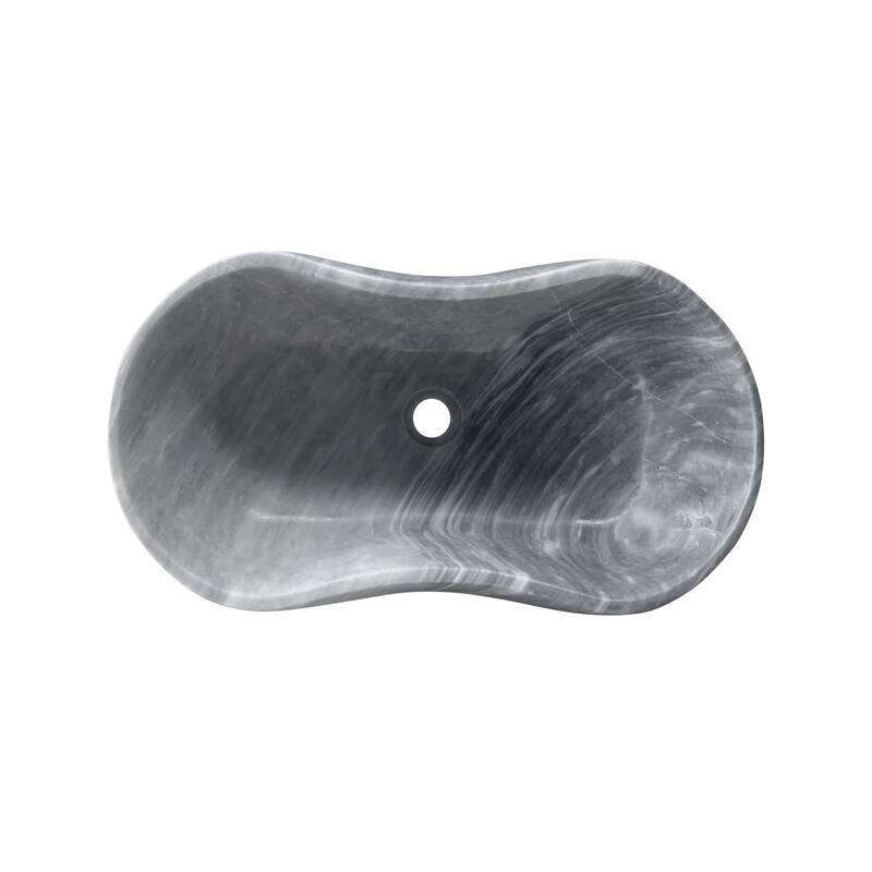 Roomfitters Marble Bathroom Vessel Sink, Natural Stone Countertop Wash Basin, Polished Oval Vanity Sink