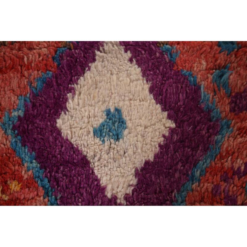 All-Over Geometric Plush Moroccan Area Rug Hand-Knotted Wool Carpet - 6'1"x 10'2"