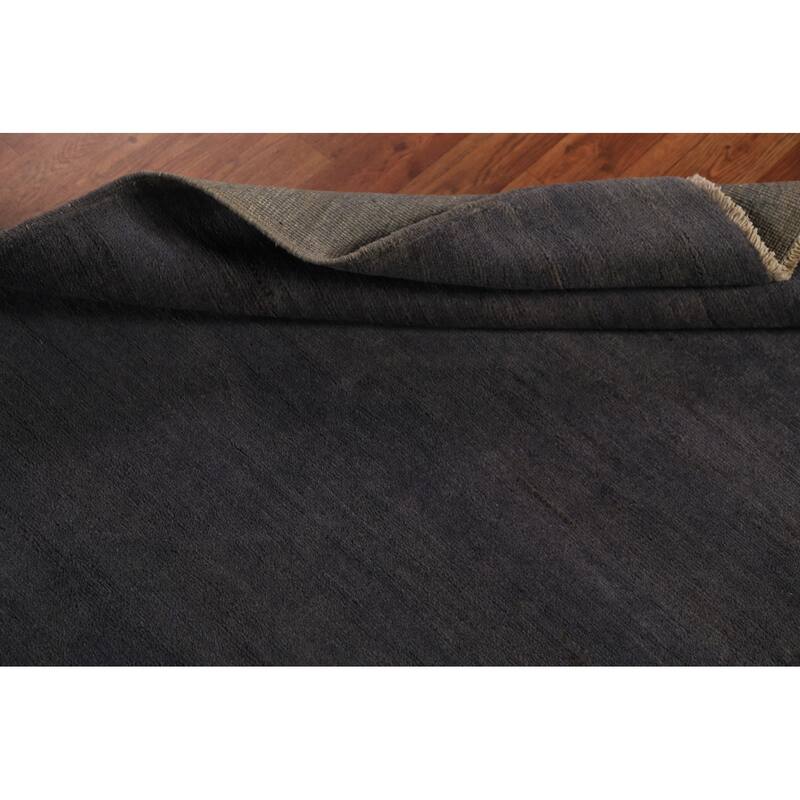 Gray Blue Gabbeh Modern Rug Handmade Wool Carpet - 3'5" x 4'10"