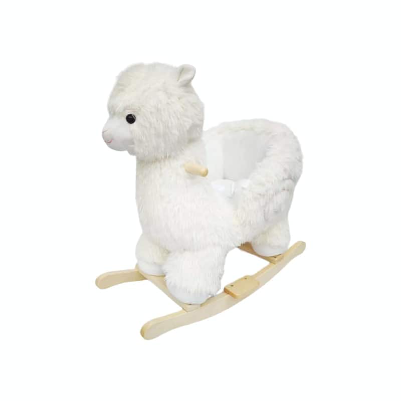 Kids Ride-On Rocking Horse Toy with Lullaby Song, Rocking Toy with Hand Puppets & Safety Belt