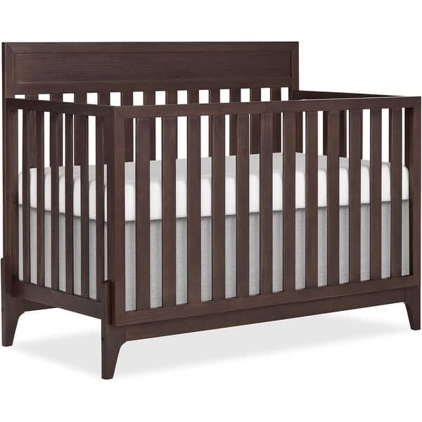 slide 2 of 7, Evolur Atlas 5 in 1 Convertible Crib, Converts from Baby Crib to Toddler Bed Roasted Chestnut