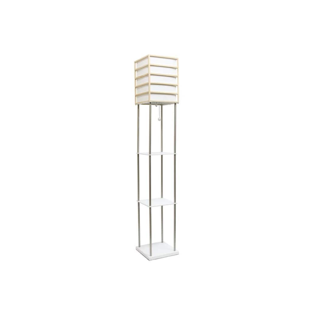 Etagere Floor Lamp with Storage Shelves - 60" - Silver and White