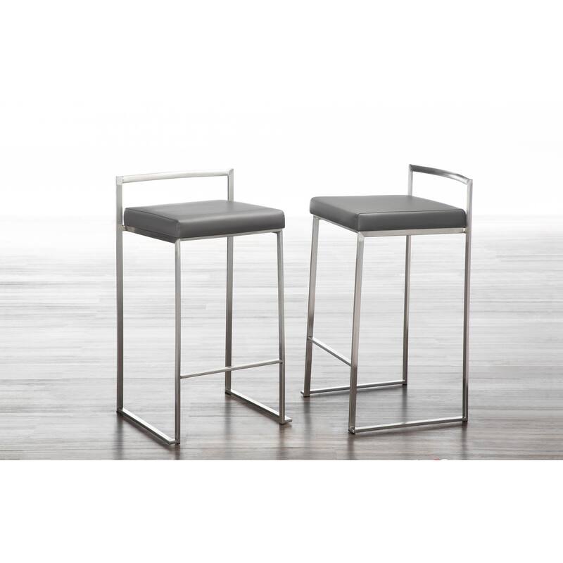 Silver Orchid Forrest Stainless Steel Stackable Fully Welded Counter Stool (Set of 3)