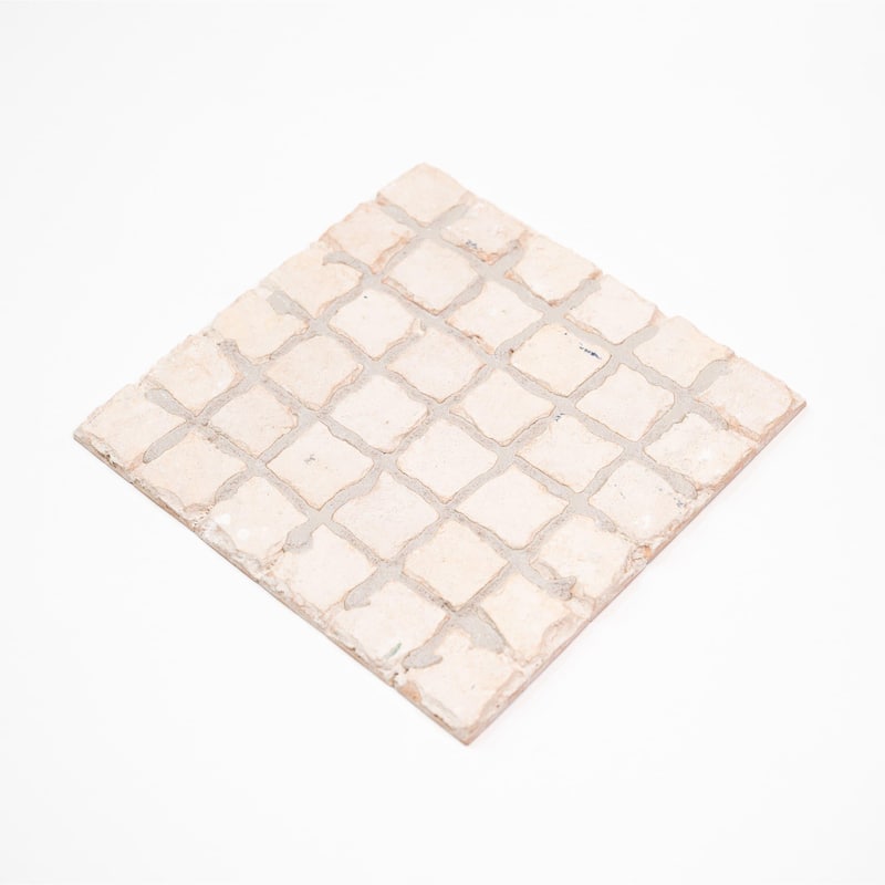 Moroccan Zellige Mosaic Tile, 12in x 12in Panel, Floor & Wall Solid Color in White, 2x2in Tiles, pack of 6