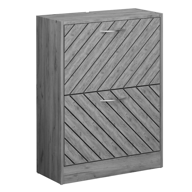 Kerrogee 8-12 Pair Shoe Storage Cabinet with 2 Fold Drawers Wood/ Grey