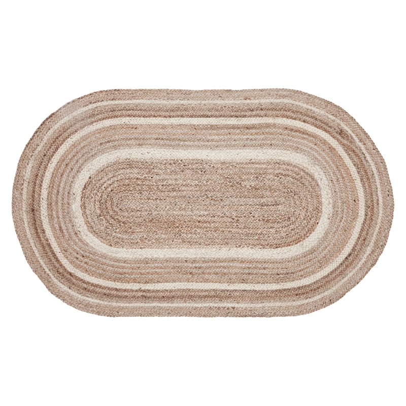 Natural & Creme Jute Rug Oval w/ Pad 48x72 - 3'6"