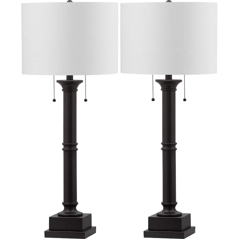 SAFAVIEH Lighting Tanisha 35-inch Column Dark Grey Table Lamp (Set of 2) - 14Wx14Dx36H