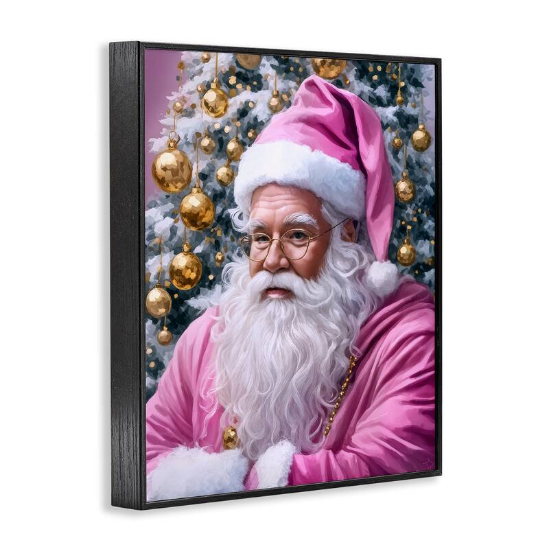 Stupell Traditional Santa in Pink Framed Giclee Art Design By Tabz Jones