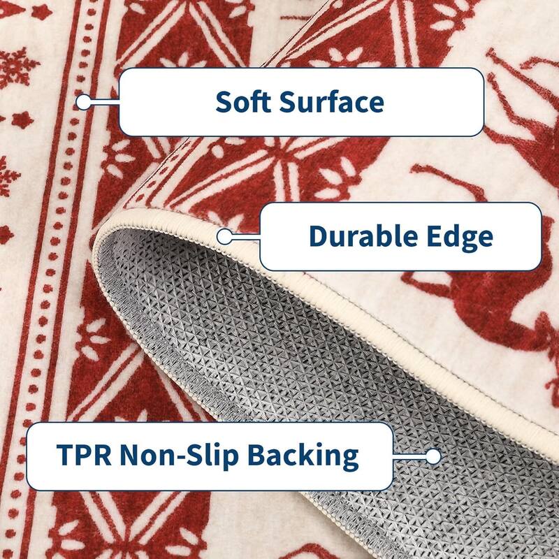 Snowflake Christmas Holiday Decorative Area Rug, for Bedroom Living Room, White