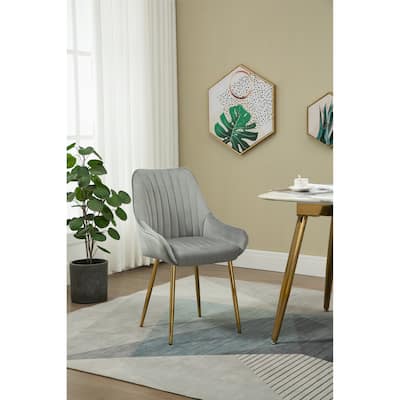 Comfortable Velvet Fabric Dining Chairs Accent Chair with Metal Legs