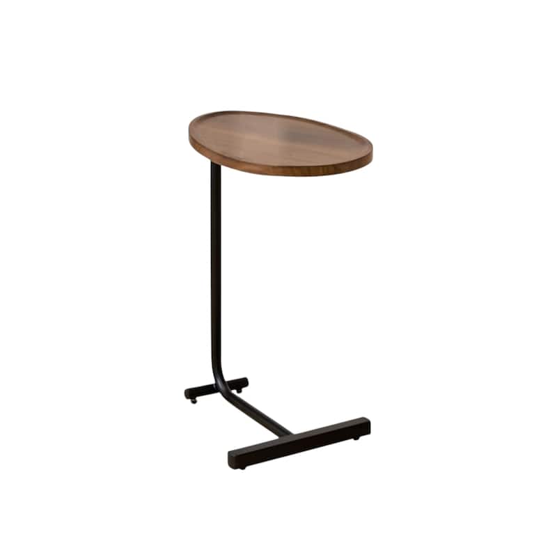 HomeRoots Set of Two Brown and Black Wood and Metal Oval End Tables - 11.80 in. x 23.62 in. x 17.72 in.