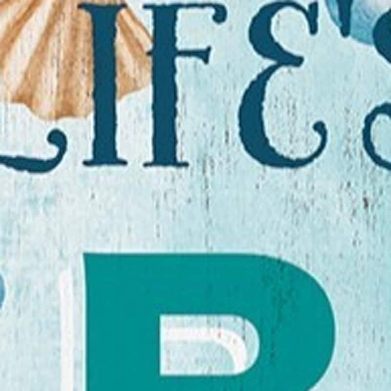 HomeRoots 36" Aqua Solid Wood Life's a Beach Porch Sign