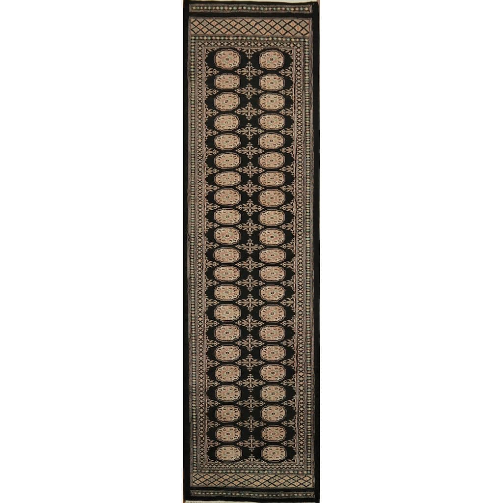 Hand Knotted Oriental 100% Wool Carpet Traditional Tribal Multi-Colored Bokhara Runner Rug - 9' 2'' X 2' 6''