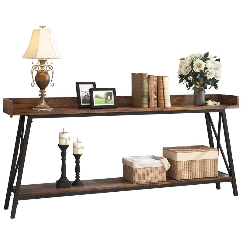 Extra Long Rustic Console Table with Shelf Bed Bath & Beyond 40752301