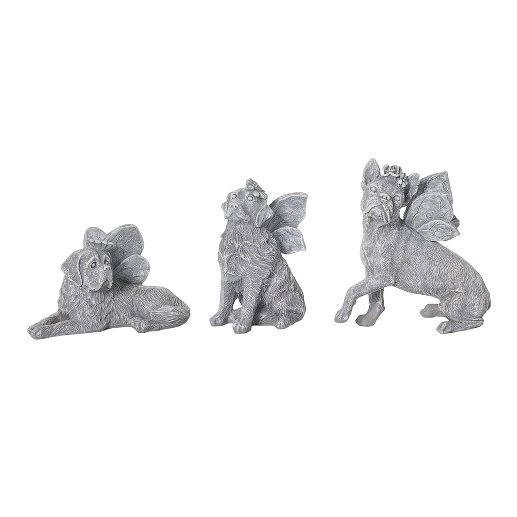 Transpac Small Resin Memorial Dog Angel Figurine Set of 3 Spring Home Decorations