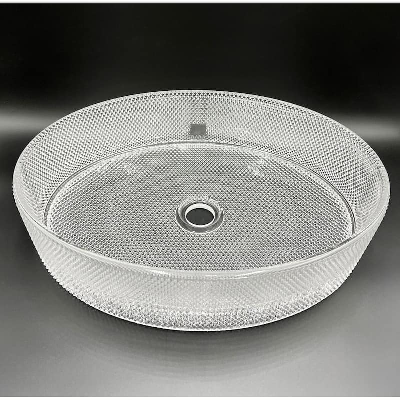 CastelloUSA Decorative 20" Oval Crystal Rectangle Glass Sink