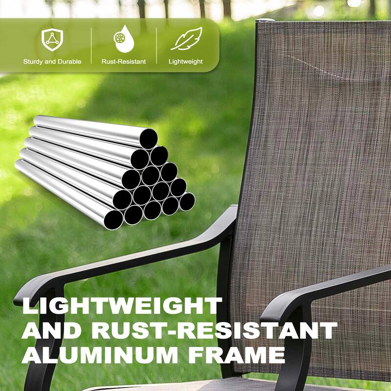 7-Piece Outdoor Dining Set with Textilene Stationary and Swivel Chairs