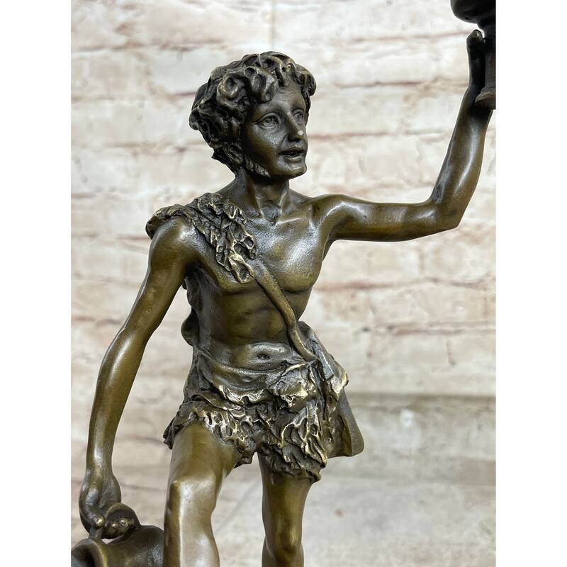 Greek Roman God Of Wine Dionysus Bacchus Bronze Sculpture Statue On Marble Base