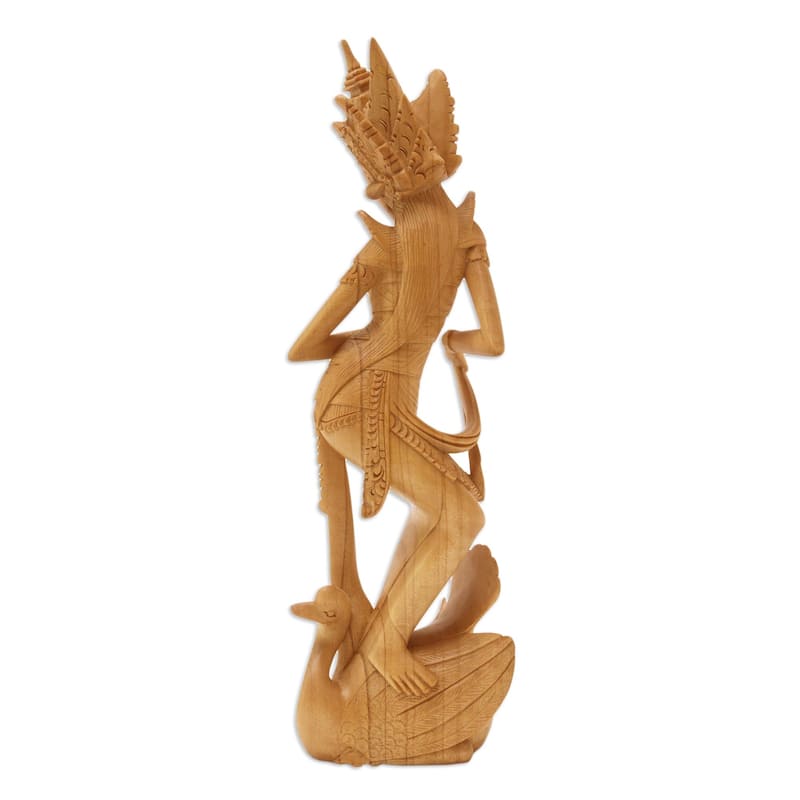 Novica Handmade Sage Saraswati Wood Sculpture