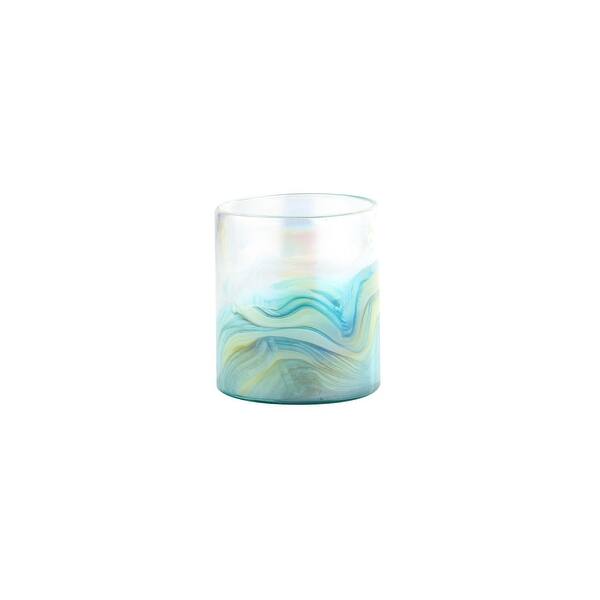 Shop 6 5 Blue And Yellow Abstract Design Cylindrical Glass Vase