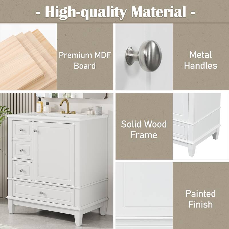 Bathroom Vanity with Sink,Shelf and Drawers