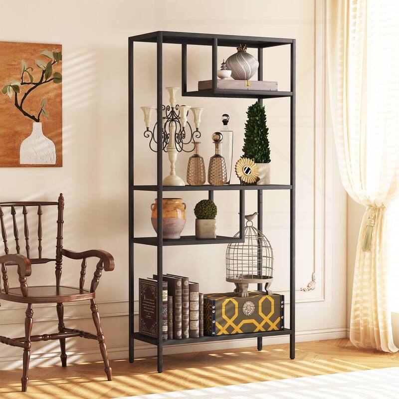 Versatile Modern Storage Shelf for Home Organization and Display - Black