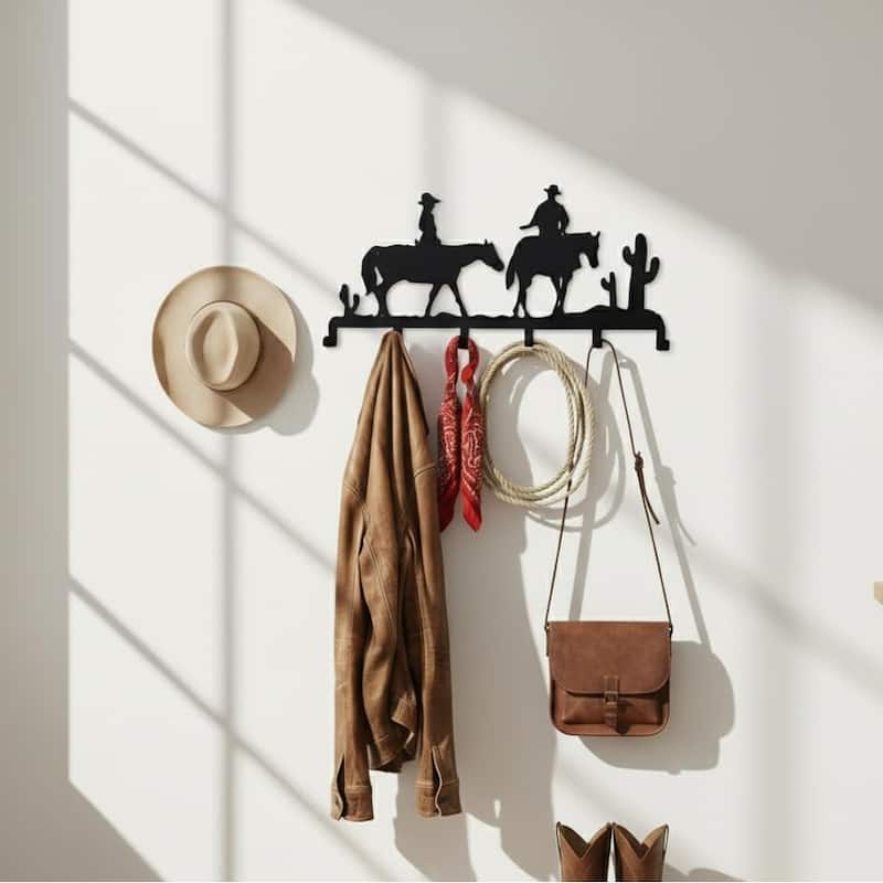 Cowboy Metal Wall Mounted Coat Rack