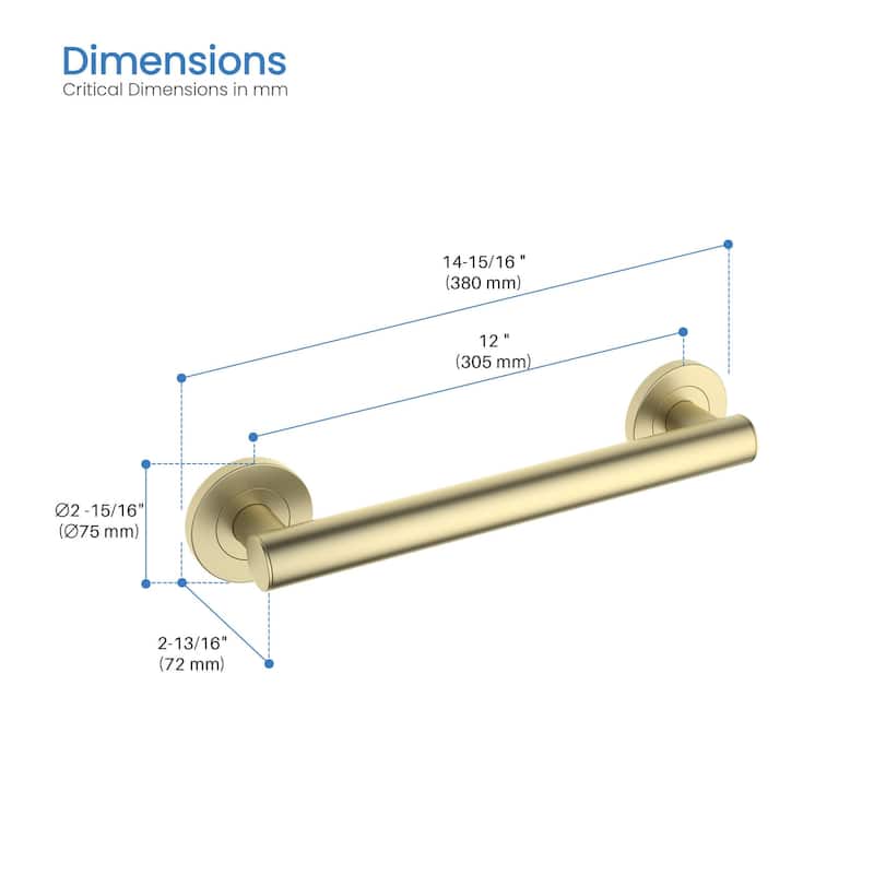 12-Inch Stainless Steel Bathroom Safety Grab Bar