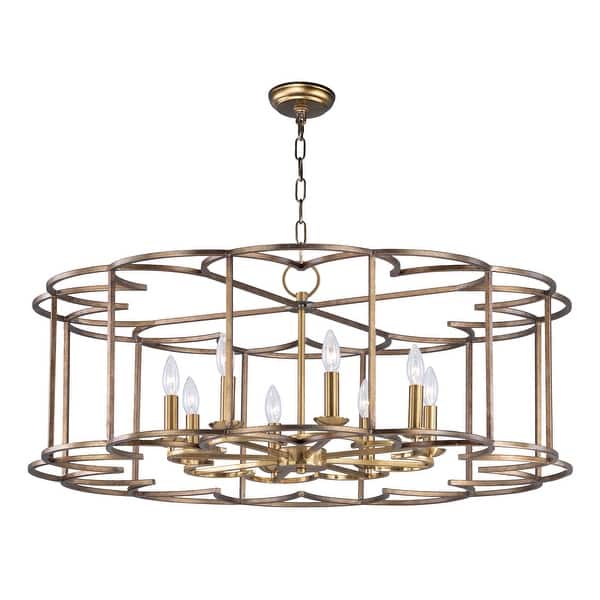 slide 1 of 1, Helix 8-light 38" Wide Steel Chandelier - bronze fusion