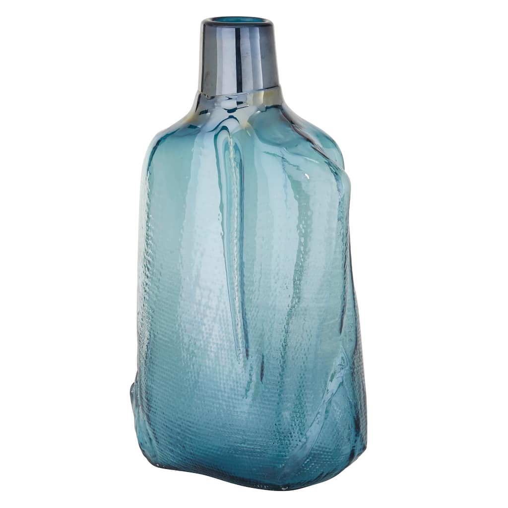 Blue Glass Handmade Blown Decorative Vase - 10 x 6 x 16