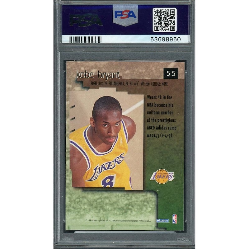 Kobe Bryant 1996 Skybox Premium Basketball Rookie Card #55 Graded PSA 9 - 8'6" x 11'6"