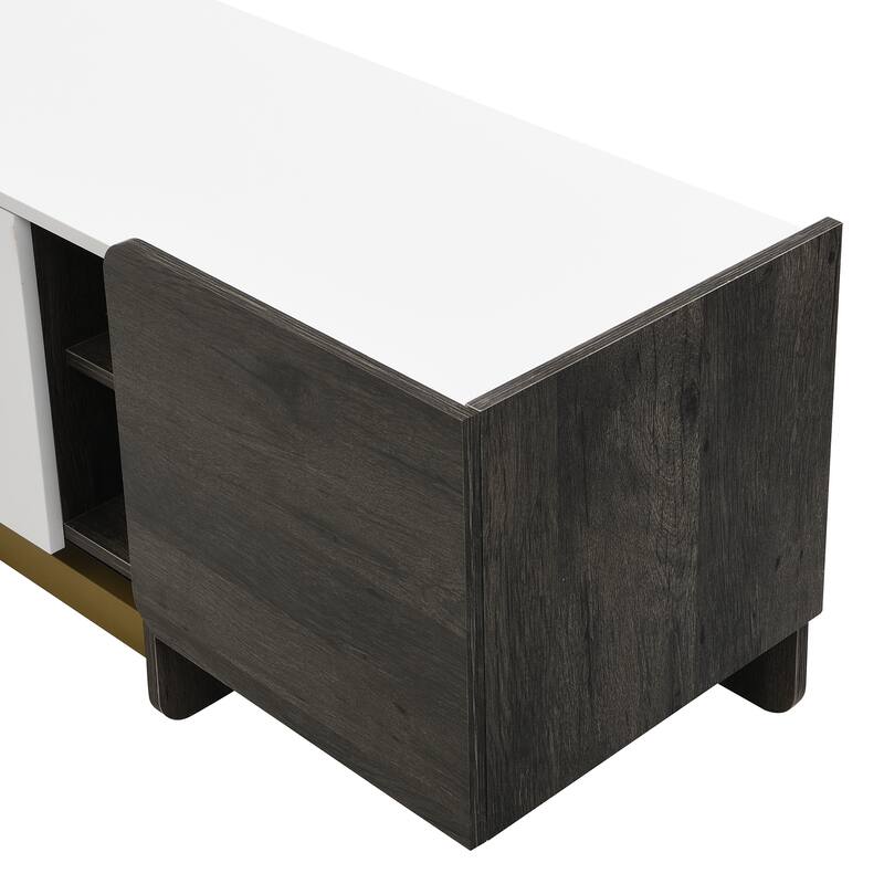 TV Stand for TVs up to 70 Inches, L-shaped Metal Base Television Cabinet TV Console with Drawer