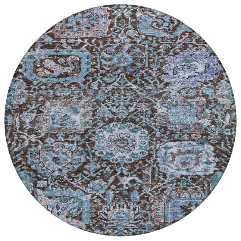 HomeRoots Damask Traditional Rectangle Outdoor Rug