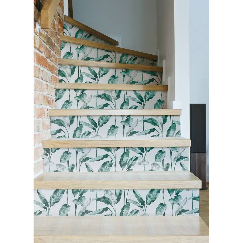 NuWallpaper Banana Leaf Teal Peel and Stick Wallpaper