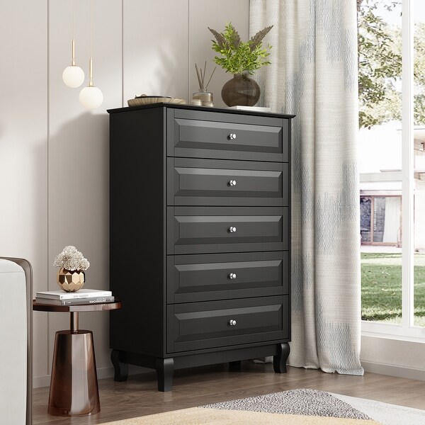 Modern Dresser Storage Chest with 5 Drawers Console Table BlACK WHITE On Sale Bed Bath Beyond 36805881