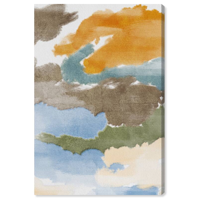 Wynwood Studio Canvas Abstract Sunset Vissage Yellow and Light Blue Wall Art Canvas Print