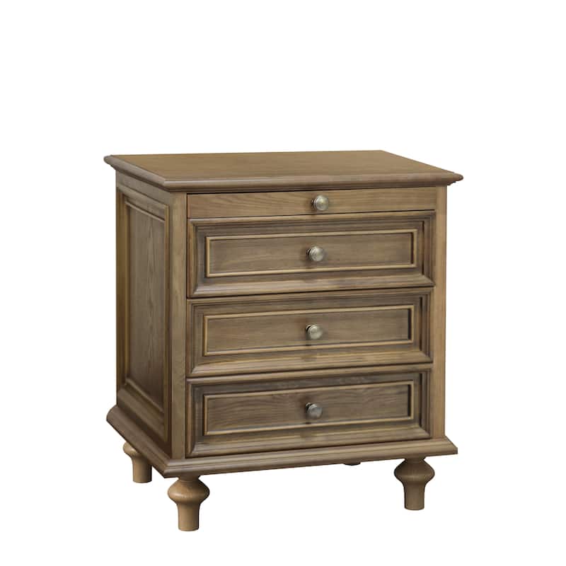 Traditional 3-Drawer Nightstands with Pull-Out Shelf and Solid Wood Legs