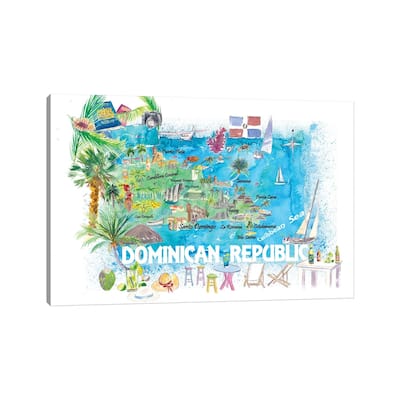 iCanvas "Dominican Republic Illustrated Travel Map With Roads And Highlights" by Markus & Martina Bleichner Canvas Print
