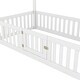 preview thumbnail 16 of 16, Twin Size Wood House Bed with Fence and Door, Gray