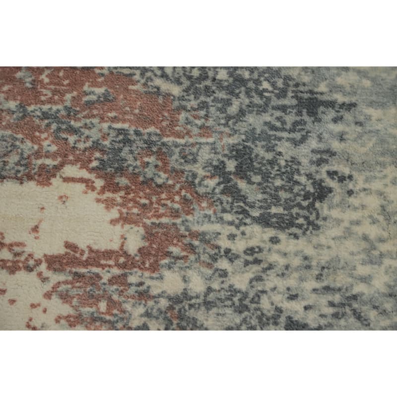 Hand-knotted Modern Silk Beige Abstract Oriental Area Rug - 7' 3'' X 5' 5''