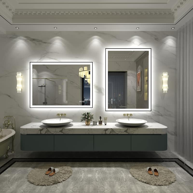 Front & Back LED Anti-Fog Tempered Glass Framed Bathroom/Vanity Mirror 3-Year Warranty