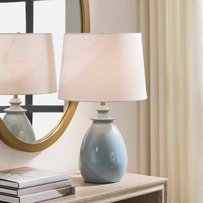 Uttermost Lorene Light Blue Table Lamp - 15.00" W x 24.50" H x 15.00" D