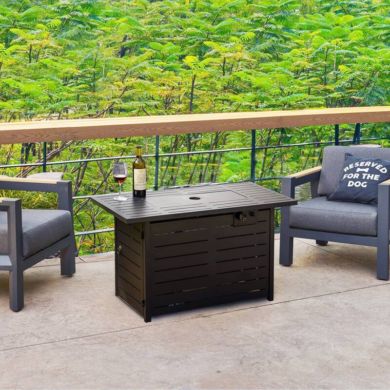 Ore 42" Propane Fire Pit Table for Patio, Black (60,000 BTU) - N/A
