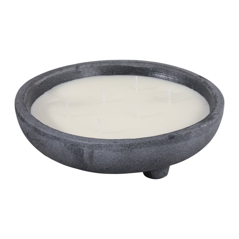 Round Distressed Ceramic Lemon Scented Candle - 12" - 11.75"