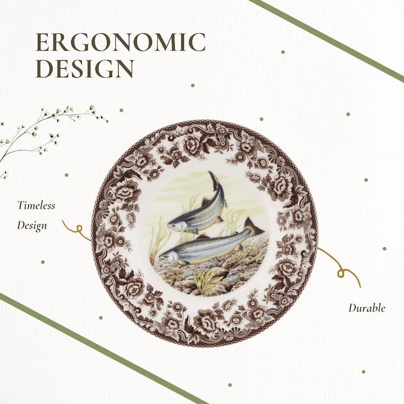 Spode Woodland Dinner Plate Fish Collection - 10.5 inch