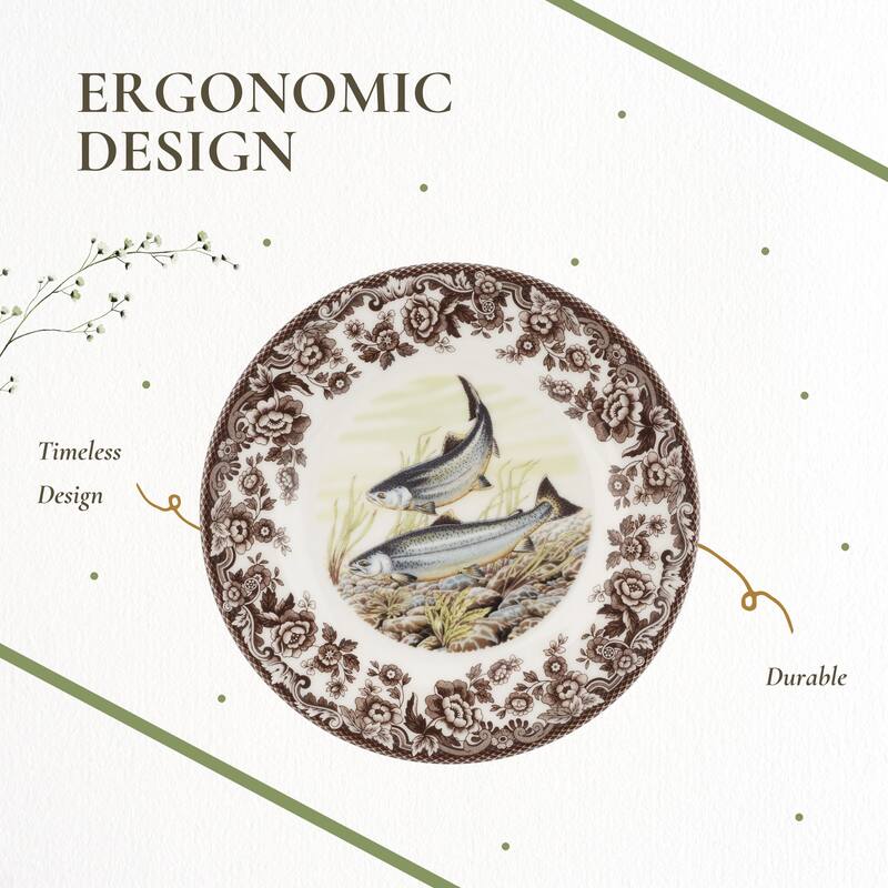 Spode Woodland Fish Motif Salad Plate