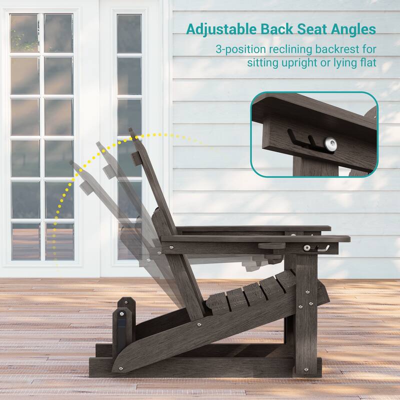 Glider Adirondack Chair 3-Position Adjustable, HDPE Wood-Like Texture