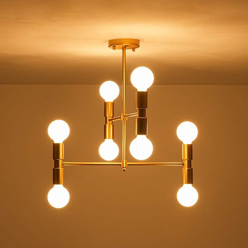 Mid-century 8-Light Dimmable Shade-free Linear Tiered Chandelier - 21.1 in